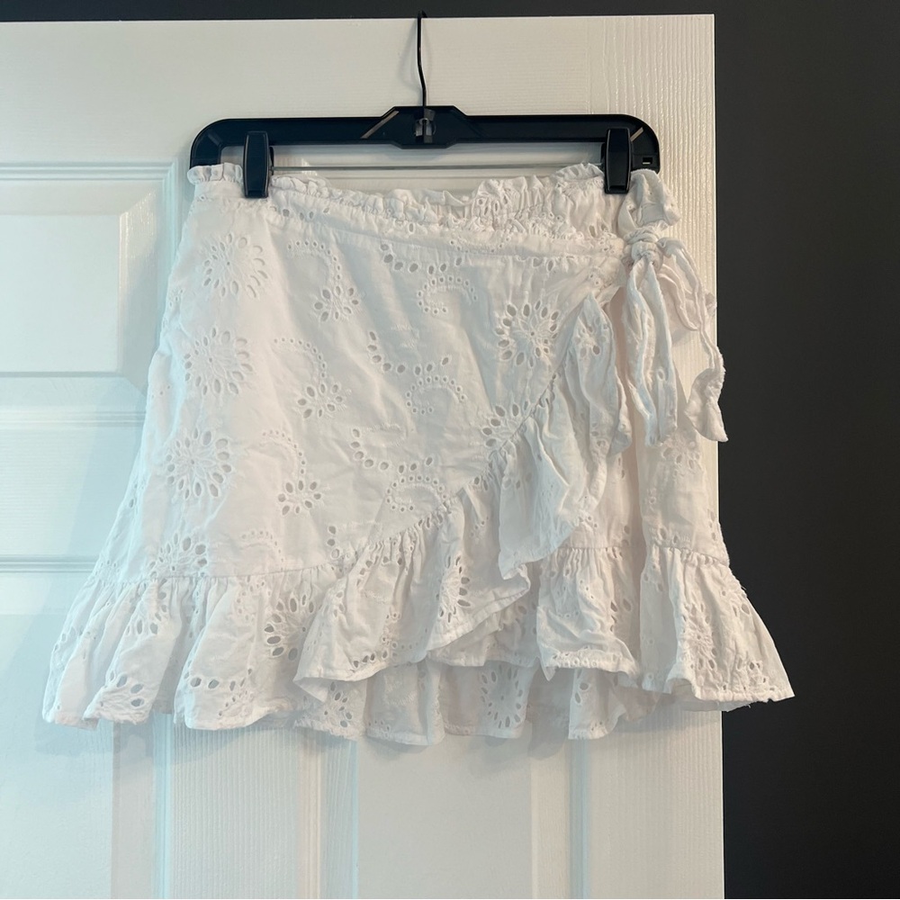 White eyelet double lined skirt
